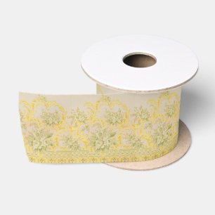 Rococo Metallic Gold Rose Boeketten Foliate Motifs Lint