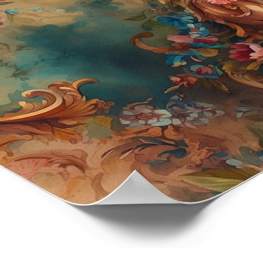  rococo periode bloemig poster (Hoek)