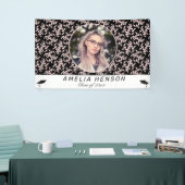 Rococo Pink Black Fotonaam klasse Afstuderen Spandoek (Beurs)