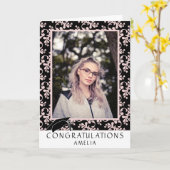 Rococo Pink Felicitaties Afstuderen Foto Kaart (Gele Bloem)