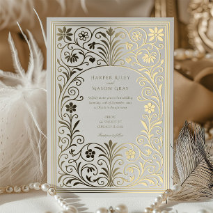 Rococo rand folie uitnodiging