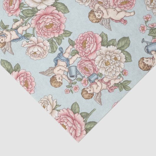 Rococo Revival Cherub Floral Toile Tissuepapier (Detail)