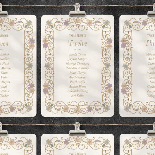 Rococo Revival Elegant Vintage Floral Wedding Kaart