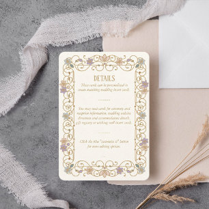 Rococo Revival Elegante Vintage Bloemige Bruiloft Informatiekaartje