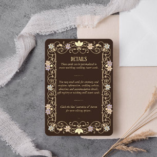 Rococo Revival Elegante Vintage Bloemige Bruiloft Informatiekaartje
