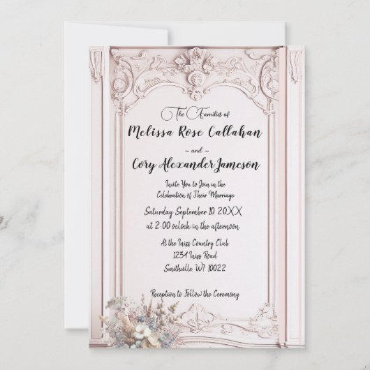 Rococo Revival Ornate Formé Faire-part de mariage (Devant)