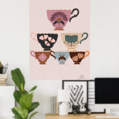 Rococo Revival Teacup| grillige  charme Poster (Thuiskantoor)