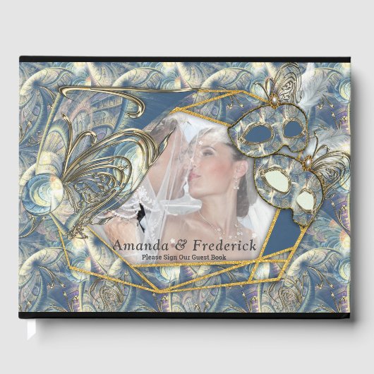 Rococo Rich Pattern-ontwerp met maskers Gastenboek (Voorkant)