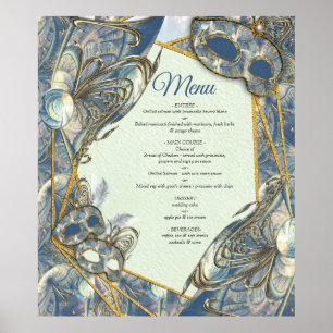 Rococo Rich Pattern-ontwerp met maskers Poster