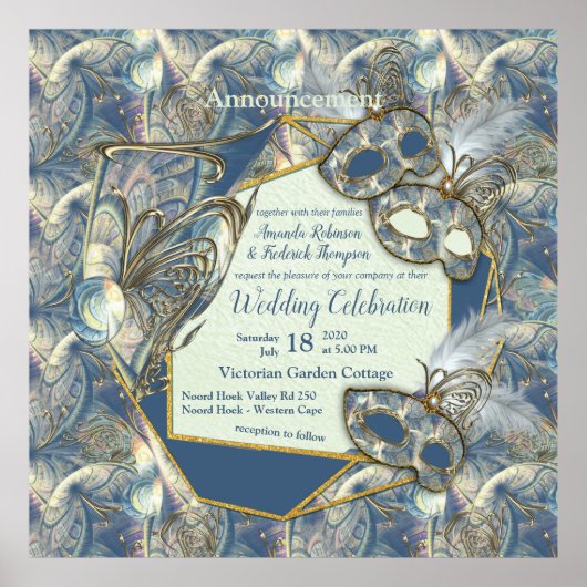 Rococo Rich Romantic Gold Reliefs en maskers Poster (Voorkant)