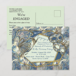 Rococo Rich Romantic Gold Reliefs en maskers Uitnodiging Briefkaart