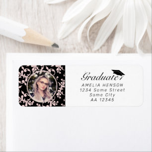 Rococo Roze Afstudeerfoto Afstudeeradres Etiket
