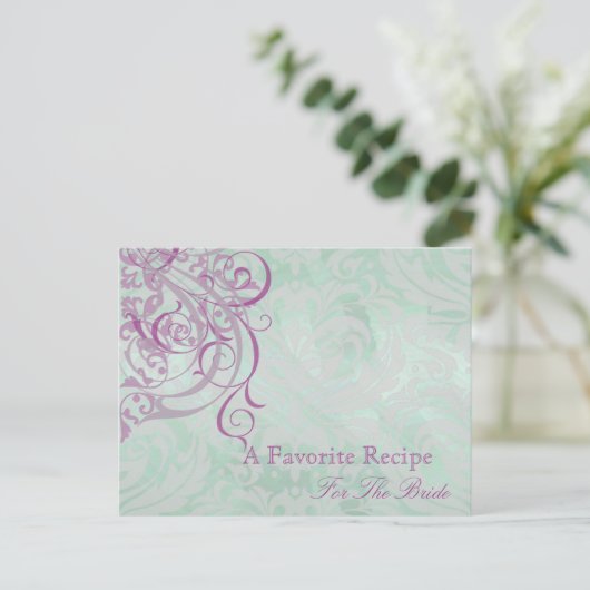 Rococo Roze Vrijgezellenfeest Recept Kaart (Staand voorkant)