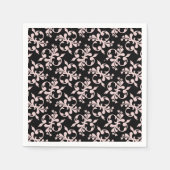 Rococo Roze Zwart Ornament Patroon Servetten (Voorkant)