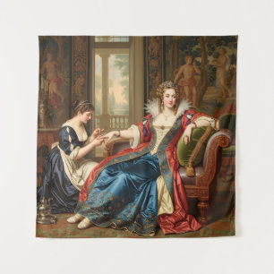 Rococo Secrets: koninklijke schoonheid in een pale Wandkleed
