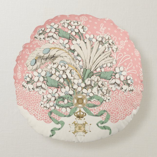 Rococo Shabby Chic Decor Sierkussennen Hydrangea Rond Kussen (Voorkant)