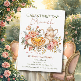 Rococo Tea Heart Waffle Galentine Brunch Florals Kaart