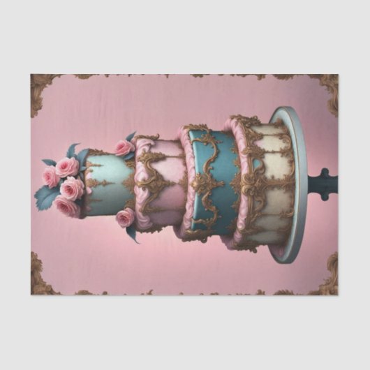 Rococo Tiered Parijse Cake 4 Decoupage Papier (Voorkant)