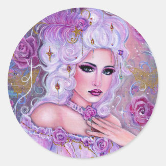 Rococo valentine fantasy art by Renee Lavoie Ronde Sticker