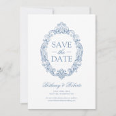 Rococo Vintage Bleu Poussiéreux Save The Date (Devant)