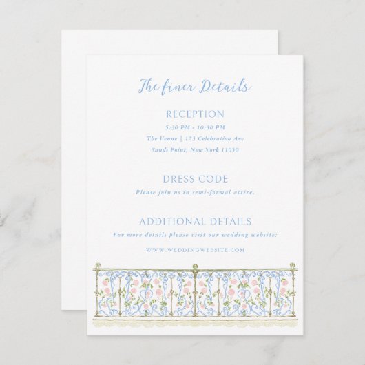 Rococo Wedding Details Informatiekaartje (Voorkant / Achterkant)