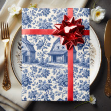 Rococo Weelderige Franse Toile Bloemige Blauwe Rus