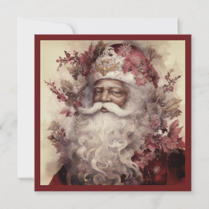 Rococo Zwarte Kerstman Witte Baard Esdoornblad Feestdagenkaart
