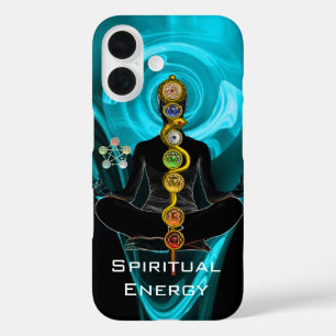 ROD ASCLEPIUS,7 CHAKRAS YOGA LOTUS POSE Blue iPhone 16 Hoesje