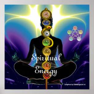 ROD VAN ASCLEPIUS 7 CHAKRAS, YOGA LOTUS POSE Paars Poster