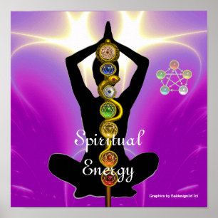 ROD VAN ASCLEPIUS 7 CHAKRAS, YOGA LOTUS POSE Pink Poster