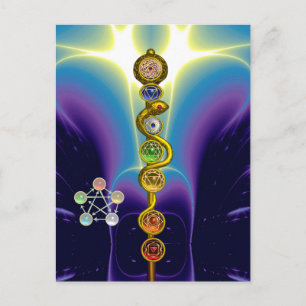 ROD VAN ASCLEPIUS 7 CHAKRAS, YOGA, SPIRITUELE ENER BRIEFKAART
