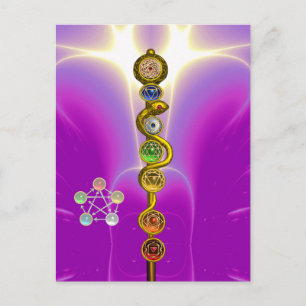 ROD VAN ASCLEPIUS 7 CHAKRAS, YOGA, SPIRITUELE ENER BRIEFKAART