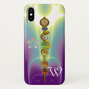 ROD VAN ASCLEPIUS 7 CHAKRAS, YOGA, SPIRITUELE ENER iPhone X HOESJE