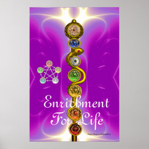 ROD VAN ASCLEPIUS 7 CHAKRAS, YOGA, SPIRITUELE ENER POSTER