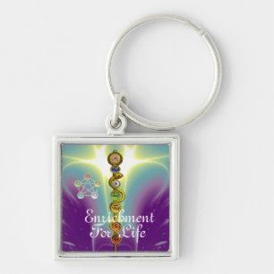 ROD VAN ASCLEPIUS 7 CHAKRAS, YOGA, SPIRITUELE ENER SLEUTELHANGER