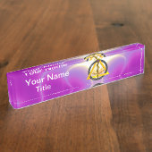 ROD VAN ASCLEPIUS DENTIST SYMBOOL, Roze Naambordje (Zijkant)