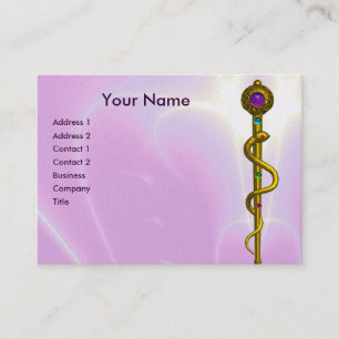 ROD VAN ASCLEPIUS Gold Medical Healing Symbol Roze Visitekaartje