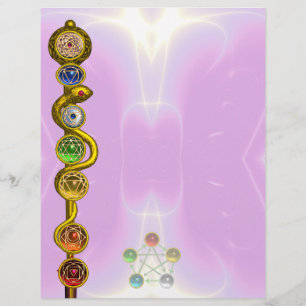 ROD VAN ASCLEPIUS MET 7 CHAKRAS, SPIRITUELE ENERGI
