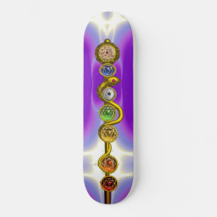 ROD VAN ASCLEPIUS MET 7 CHAKRAS, SPIRITUELE ENERGI SKATEBOARD