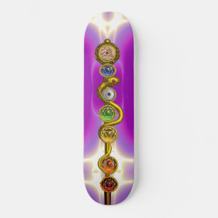 ROD VAN ASCLEPIUS MET 7 CHAKRAS, SPIRITUELE ENERGI SKATEBOARD