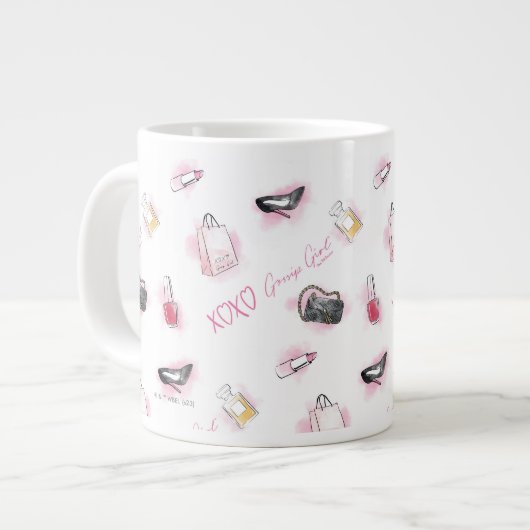 Roddel meisje make-up patroon extra grote beker (Voorkant links)