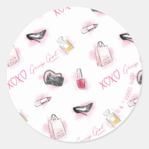 Roddel meisje make-up patroon ronde sticker