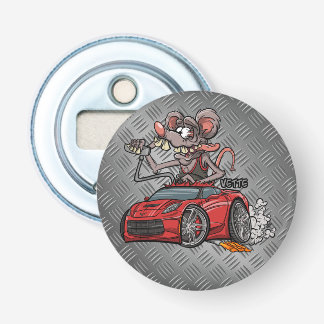 Roddy Rat Cartoon Rat Fink Red C7 Corvette Button Flesopener