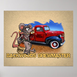 Roddy Rat Fink Style Moonshine Brewmaster Cartoon Poster