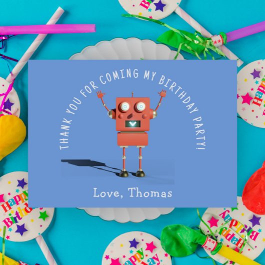 Rode 3D robot kinderverjaardagsfeestje bedankt