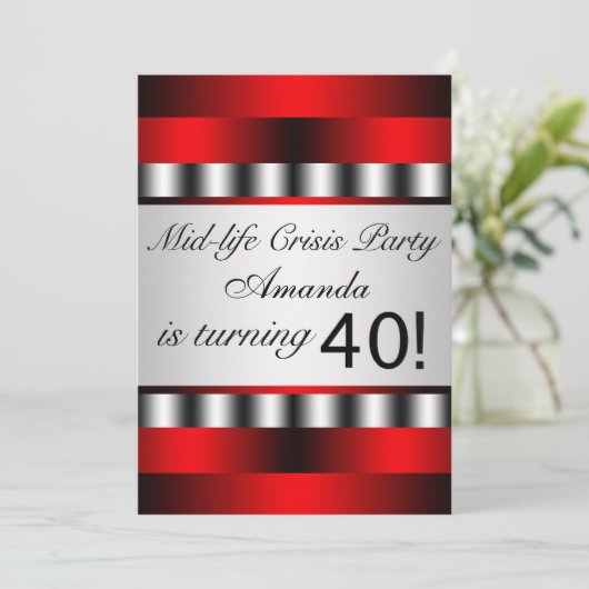 Rode 40ste verjaardag uitnodiging (Staand voorkant)