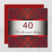 Rode 40ste verjaardag uitnodiging (Voorkant / Achterkant)