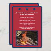 Rode 4 juli Hamburger Barbecue Uitnodiging (Voorkant / Achterkant)
