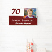 Rode 70e verjaardagsfeest foto achtergrond spandoek (Insitu)