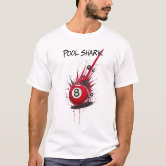 Rode 8-Bal Pool Shark | Ruw Schets Kunststijl T-shirt
